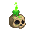 Helloween skull green candle spider